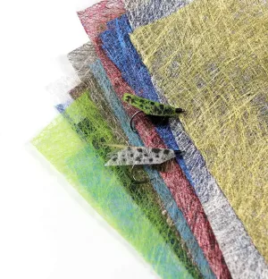 12 Color/Set 24pc Fly Tying Wing Material Plastic Mesh Film for Caddis May Fly Waterproof Insect Wing Tying Material 6.4X10.4 inch