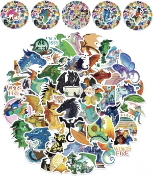 215 pcs Wings of Fire Stickers - from Wings of Fire Book 1-15 Author Tui Sutherland Waterproof Water Bottle Stickers Vinyl Merch for Book Fans, Kawaii Dragon Lovers, Party Favor, Student Rewards