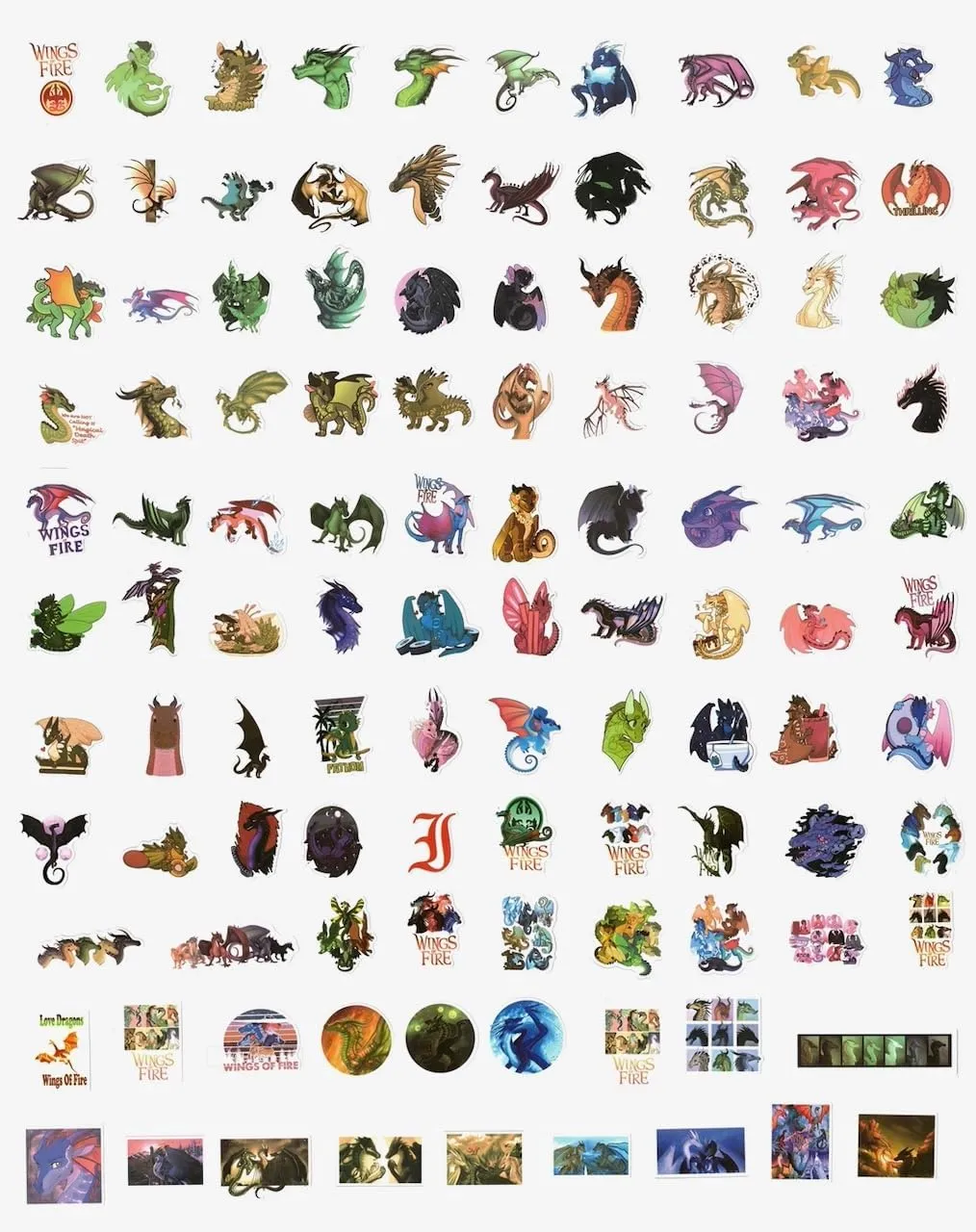 215 pcs Wings of Fire Stickers - from Wings of Fire Book 1-15 Author Tui Sutherland Waterproof Water Bottle Stickers Vinyl Merch for Book Fans, Kawaii Dragon Lovers, Party Favor, Student Rewards