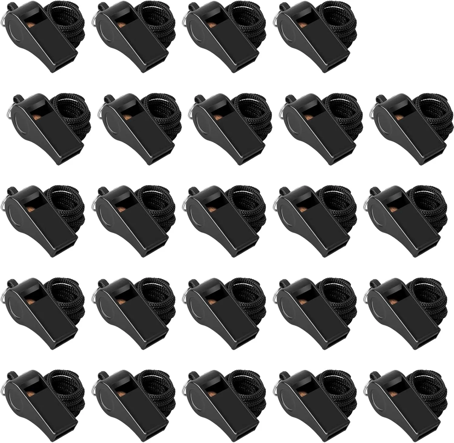24 Pack 120dB Loud Referee Whistles with Lanyards  Heavy-Duty Black Sports Whistles for Coaches, Referees, and Team Events