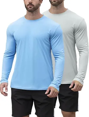 2/4 Pack Men's UPF 50  Rash Guard Quick-Dry Long Sleeves Shirts, Swim Fishing Shirts UV Sun Protection Shirts for Men