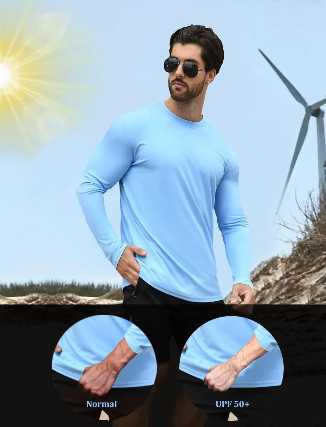 2/4 Pack Men's UPF 50  Rash Guard Quick-Dry Long Sleeves Shirts, Swim Fishing Shirts UV Sun Protection Shirts for Men