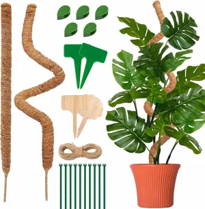 30 Inches Bendable 2 Pack Moss Pole Monstera Plant Support Stakes - Moss Poles for Climbing Plants, Plant Stakes for Indoor Plants - Coco Coir Pole Moss Stick for Potted Plants, Pothos, Philodendron.