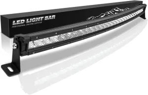32 Inch Curved LED Light Bar, 240W Super Bright Flood & SpotBeam Combo - 48000LM Off Road Driving Single Row Light Bars for Trucks for Jeep Trucks Boats ATV UTV Cars