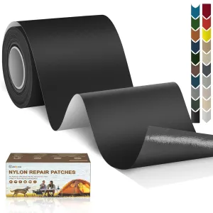 3x79 Inch Nylon Repair Patch Nylon Repair Tape Self Adhesive Fabric Tapes Outdoor Camping Gear Fabric kit for Tent, Umbrella, Down Jackets, Sleeping Bag, KnapsackBlack