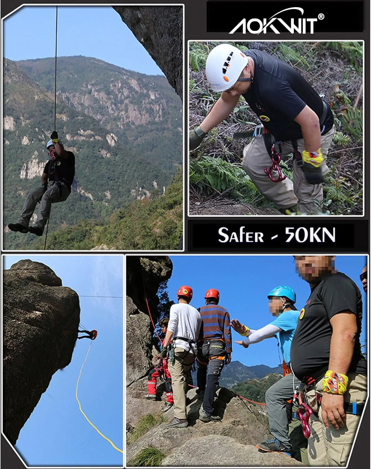 50KN Rescue Figure, 8 Descender Large Bent-Ear Belaying and Rappelling Gear Belay Device Climbing for Rock Climbing Peak Rescue 7075 Aluminum Alloy