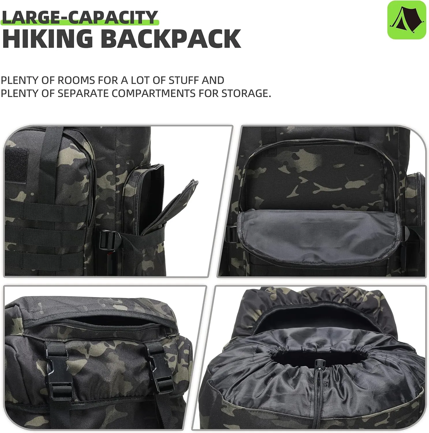 70L Hiking Backpack Military Tactical Camping Adjustable waterproof Climbing Sport Bags