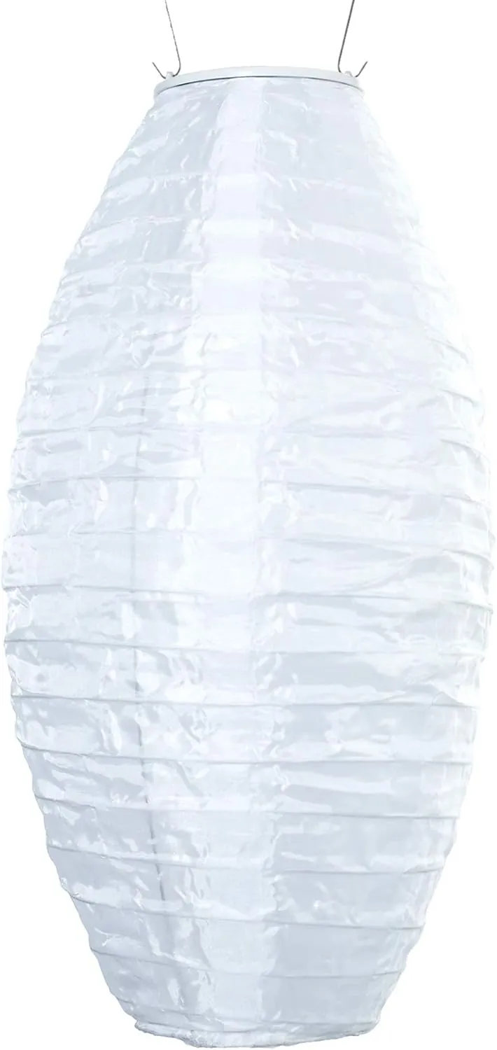Allsop Home and Garden Soji Pod White, LED Outdoor Solar Lantern, Handmade with Weather-Resistant UV Rated Fabric, Stainless Steel Hardware, Chinese Style Light, 1-Count
