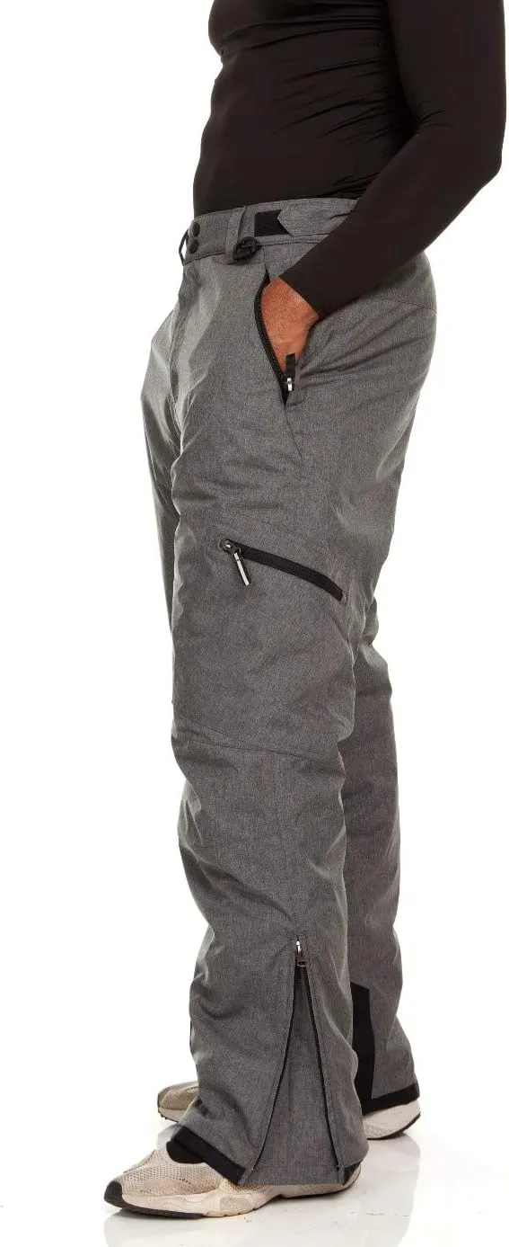 Arctic Quest Mens Snow Ski Waterproof Softshell Snowboard Pants Outdoor Hiking Zipper Bottom Windproof Warm Snow Pants