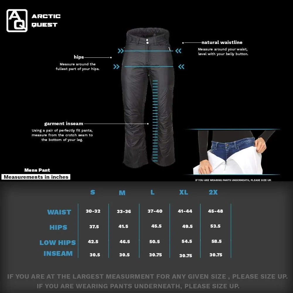 Arctic Quest Mens Snow Ski Waterproof Softshell Snowboard Pants Outdoor Hiking Zipper Bottom Windproof Warm Snow Pants
