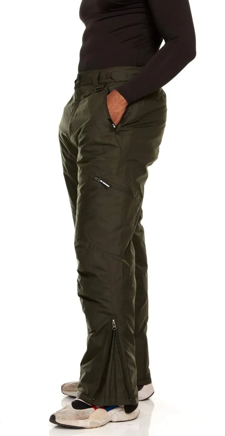 Arctic Quest Mens Snow Ski Waterproof Softshell Snowboard Pants Outdoor Hiking Zipper Bottom Windproof Warm Snow Pants