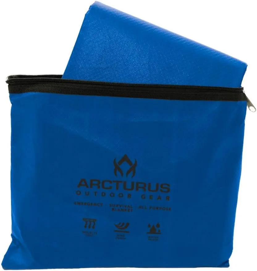 Arcturus Heavy Duty Survival Blanket  Insulated Thermal Reflective Tarp - 60" x 82". All-Weather, Reusable Emergency Blanket for Car or Camping (Blue)