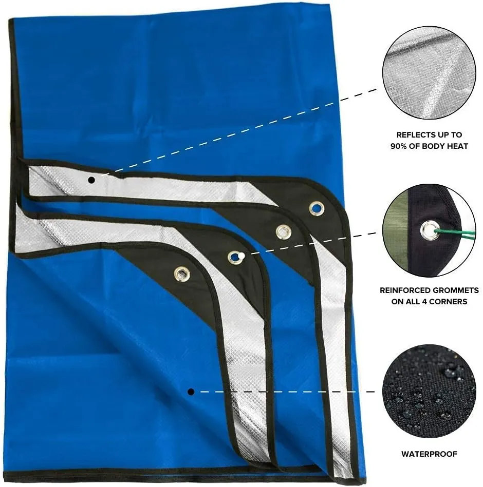 Arcturus Heavy Duty Survival Blanket  Insulated Thermal Reflective Tarp - 60" x 82". All-Weather, Reusable Emergency Blanket for Car or Camping (Blue)