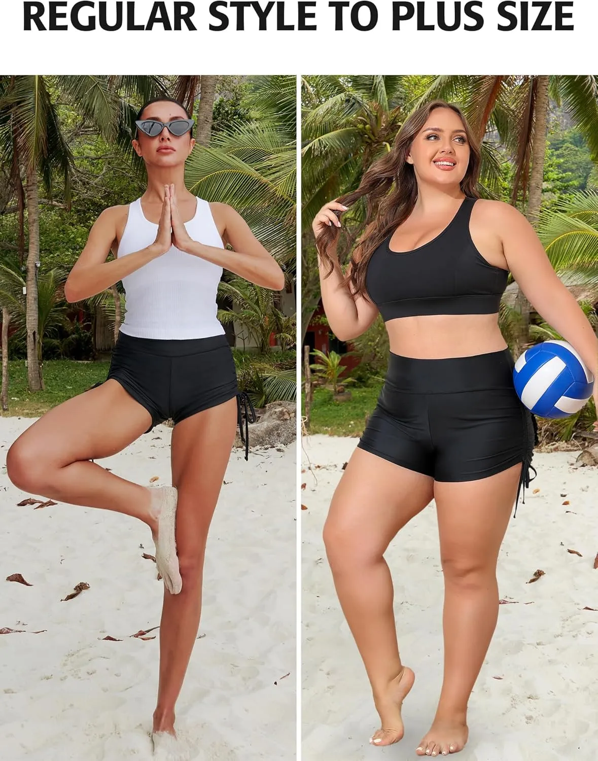 ATTRACO Women Swim Shorts High Waisted Swimsuit Shorts Swim Bottom Board Shorts