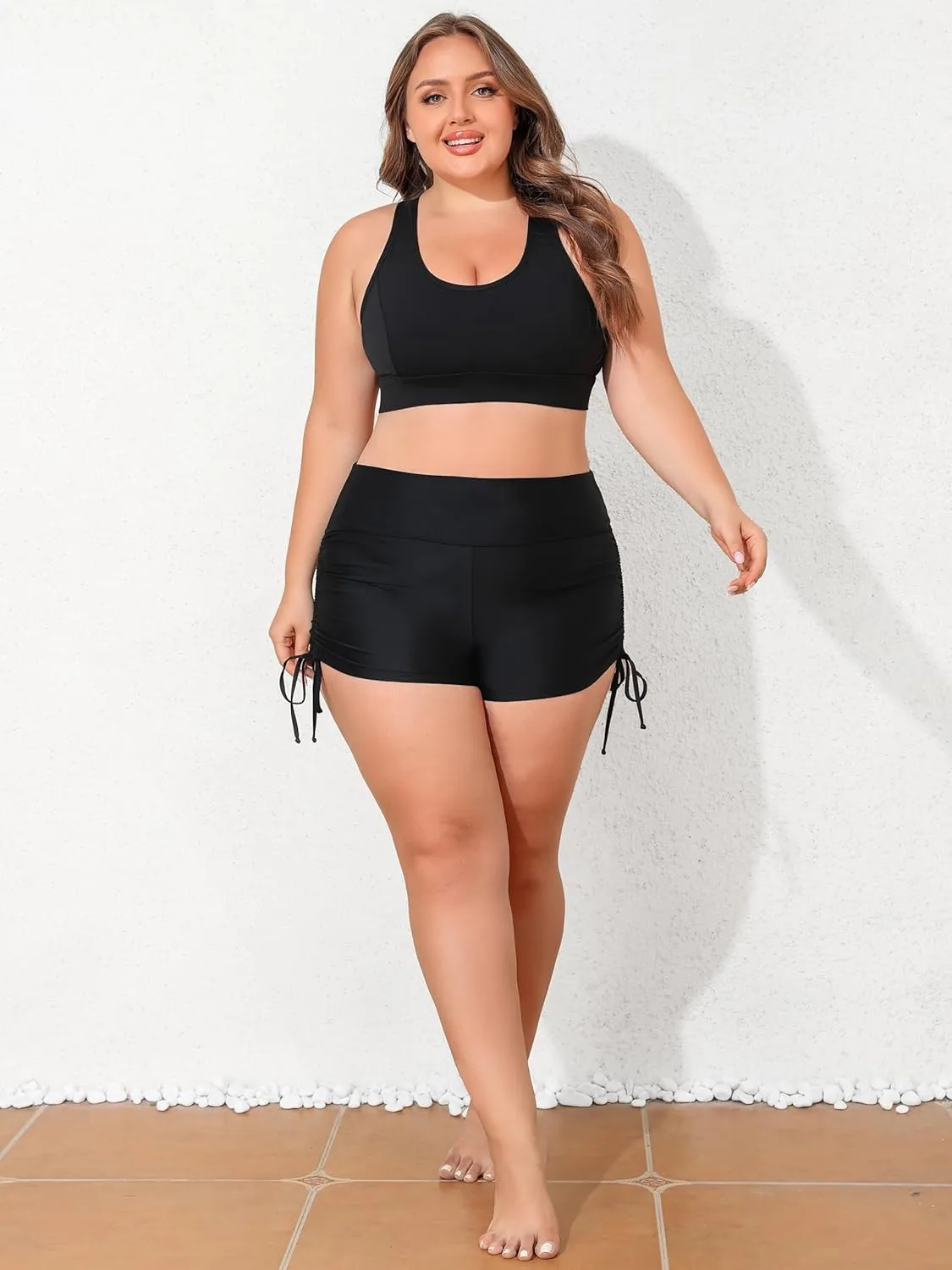 ATTRACO Women Swim Shorts High Waisted Swimsuit Shorts Swim Bottom Board Shorts
