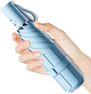 Automatic Mini Travel Windproof Folding Umbrella - UV Protection, Instant Open/Close for Rain/Sun, Small Compact Lightweight Design Fits in Tote Bag/Travel Case/Backpack for Commute,Women&Men