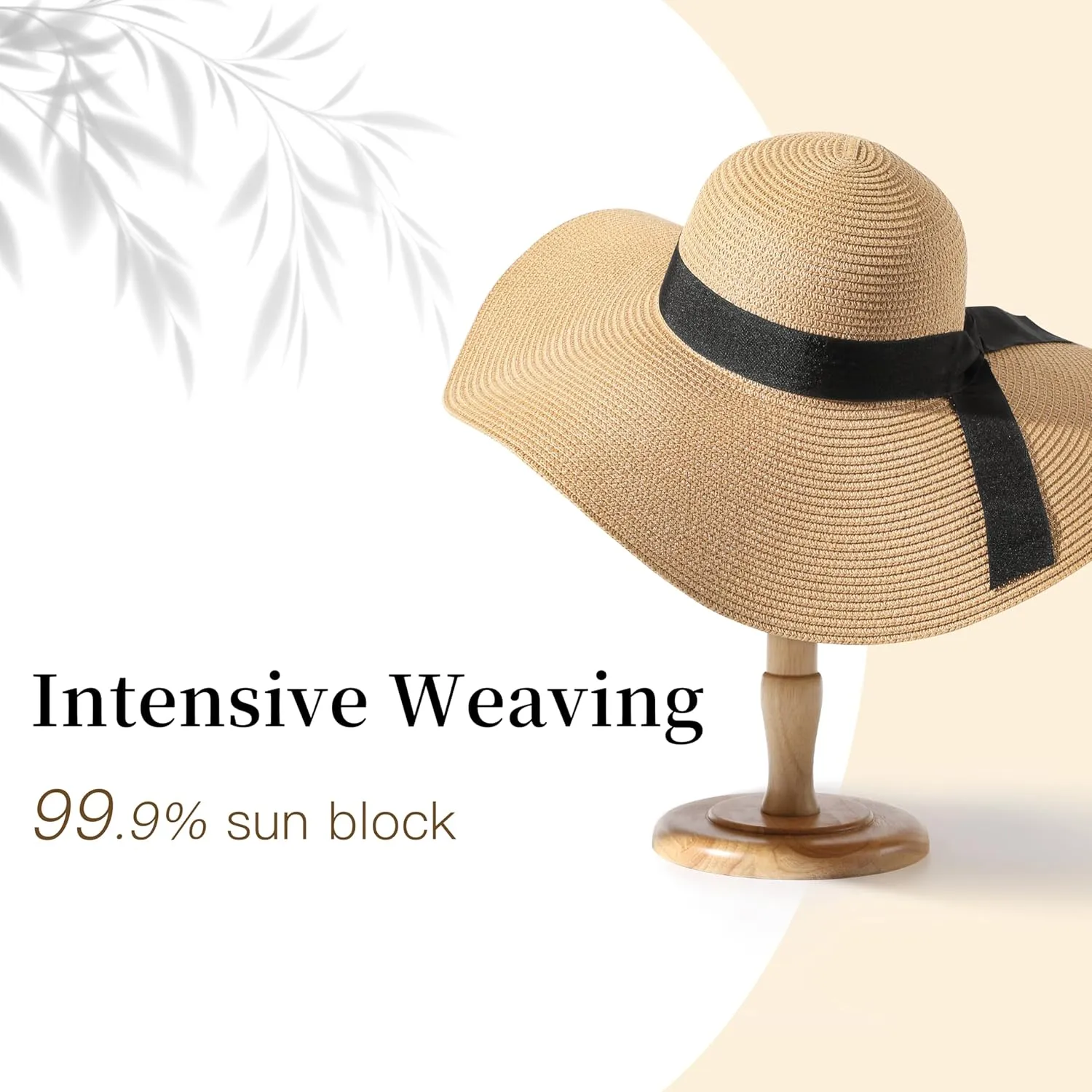 Beach Sun Hats for Women - Wide Brim Straw Womens Summer Hat with Wind Lanyard Roll Up, Foldable Beach Hat UV Protection