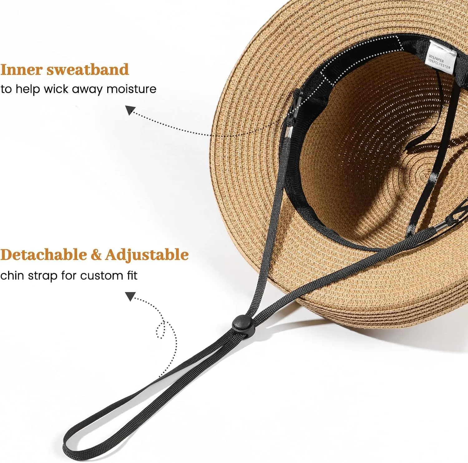 Beach Sun Hats for Women - Wide Brim Straw Womens Summer Hat with Wind Lanyard Roll Up, Foldable Beach Hat UV Protection