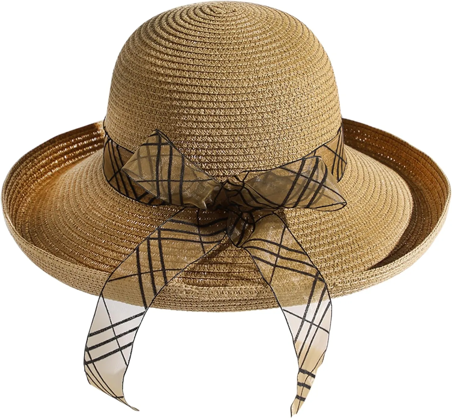 Beach Sun Hats for Women - Wide Brim Straw Womens Summer Hat with Wind Lanyard Roll Up, Foldable Beach Hat UV Protection