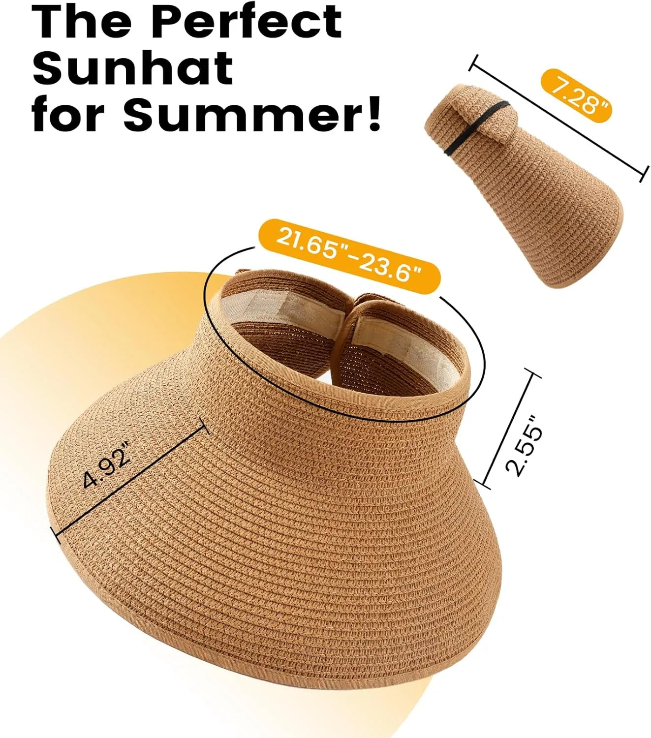Beach Sun Straw Hats for Women, UPF 50  UV Sun Protection Wide Brim Summer Straw Hat Foldable Packable Roll up Cap