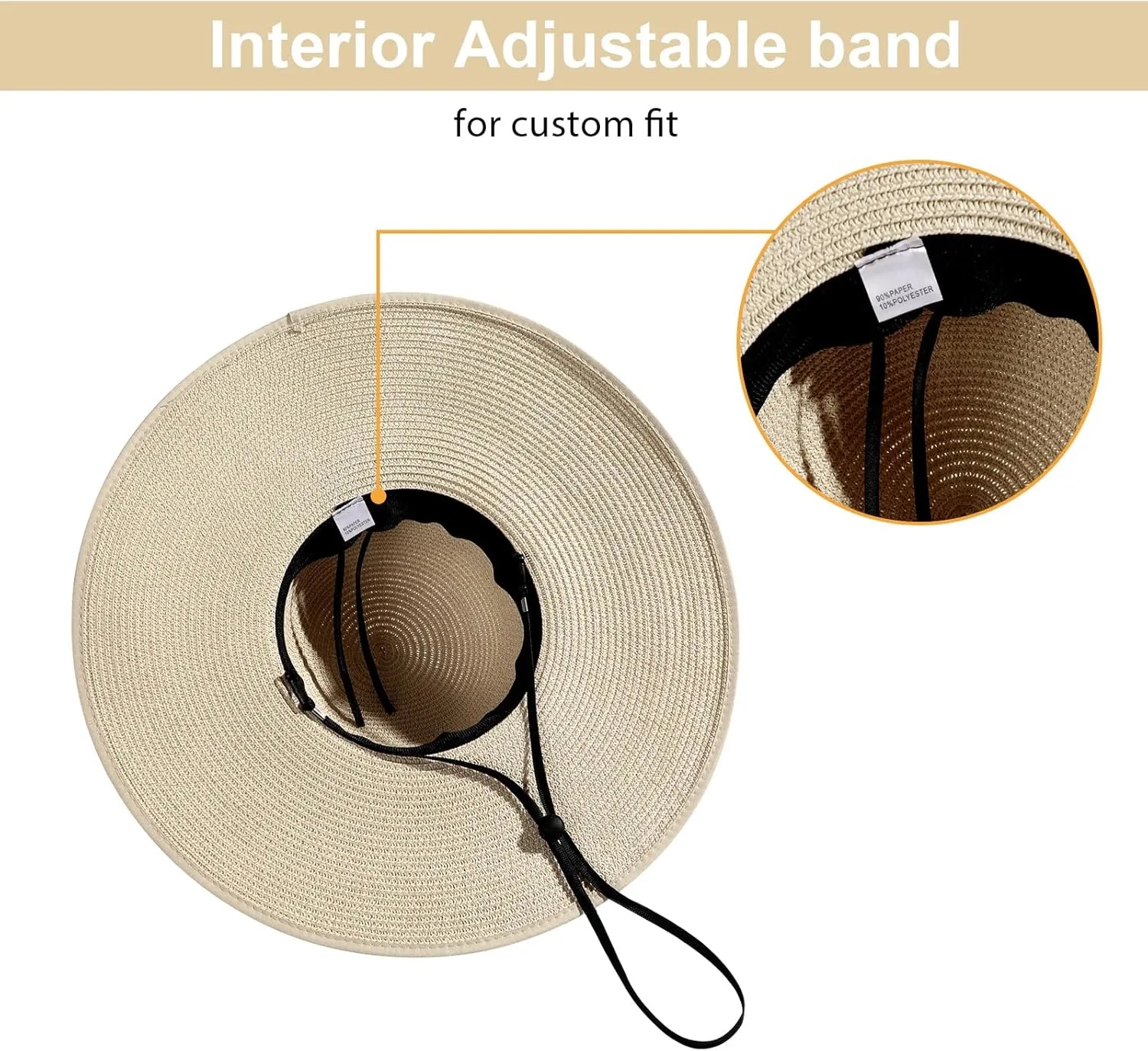Beach Sun Straw Hats for Women, UPF 50  UV Sun Protection Wide Brim Summer Straw Hat Foldable Packable Roll up Cap