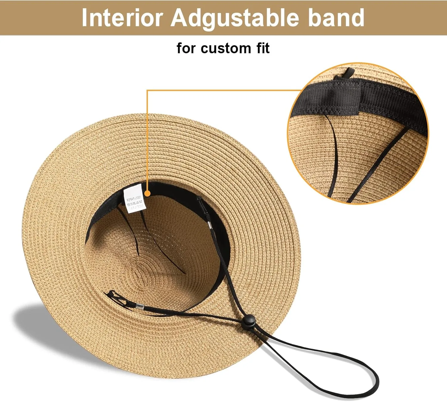 Beach Sun Straw Hats for Women, UPF 50  UV Sun Protection Wide Brim Summer Straw Hat Foldable Packable Roll up Cap