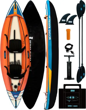 BEYOND MARINA Inflatable Kayak 2 Person, Recreational Touring Kayak,Inflatable Kayak Seat, Hand Pump with Pressure Guage, Fishing Tandem Kayaks Ranger 11.15 FT