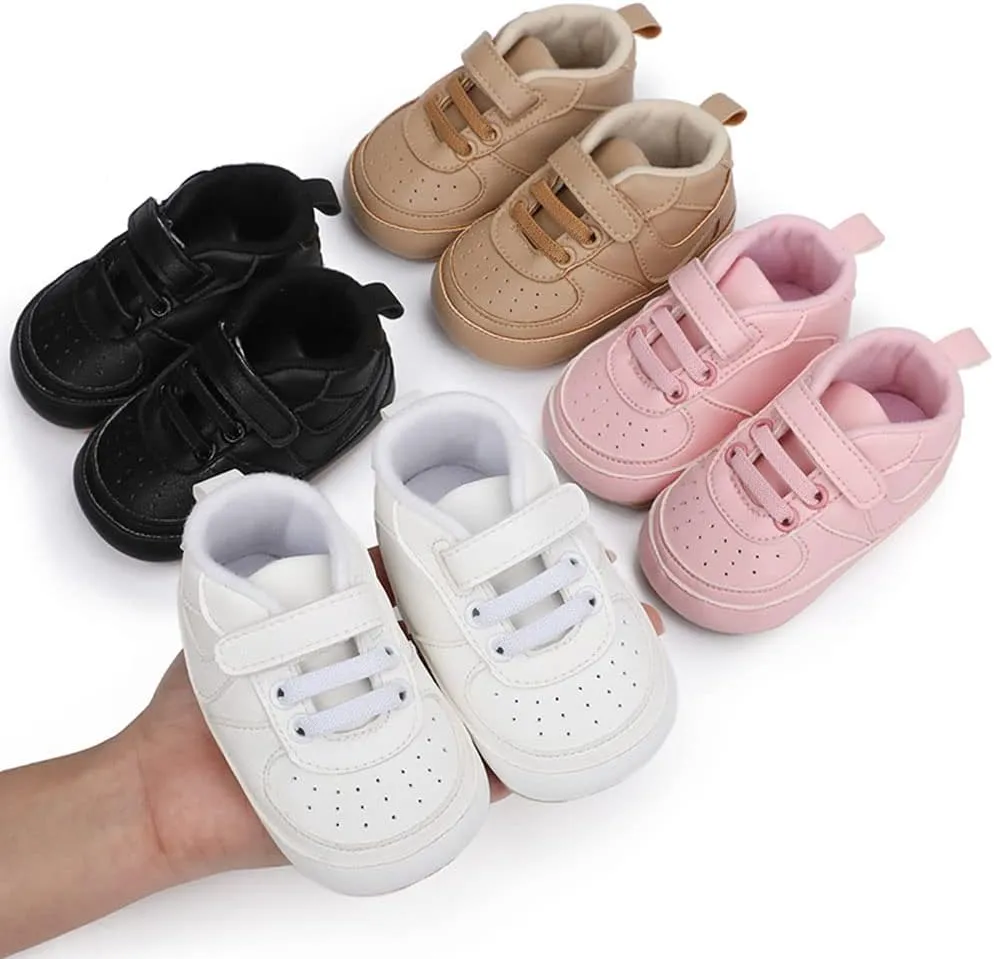 Clowora Unsex Baby Shoes Boys Girls Infant Sneakers Non-Slip Soft Rubber Sole Toddler Crib First Walker Lightweight Shoes
