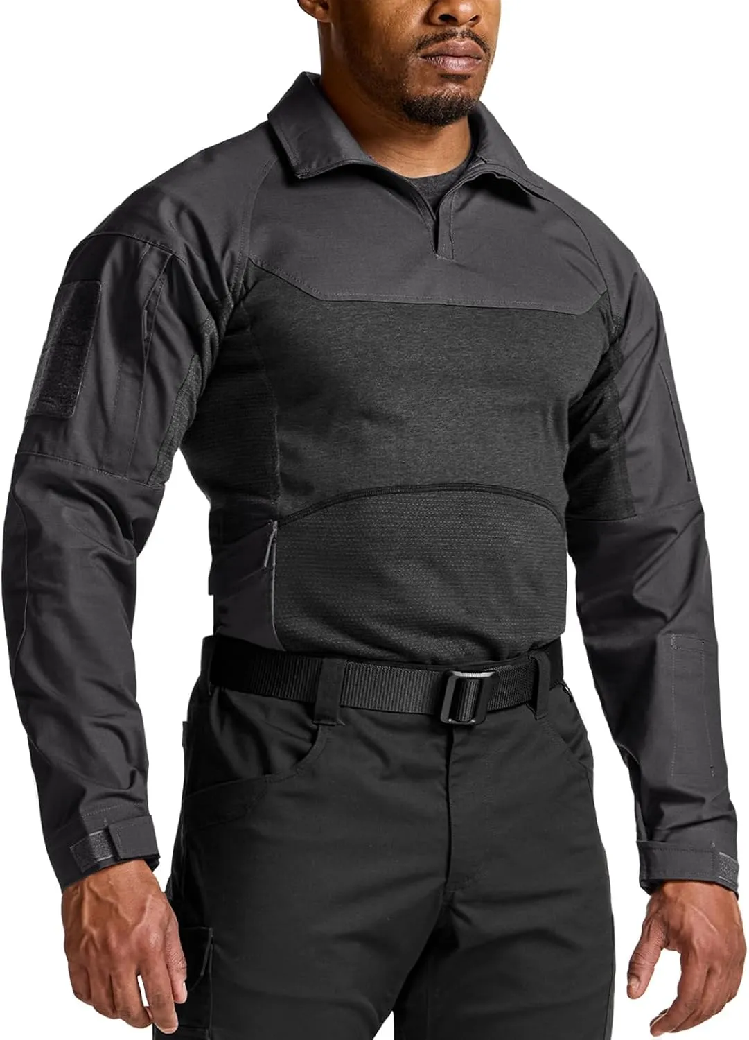 CQR Men's Combat Shirt Tactical 1/4 Zip Long Sleeve Military BDU Shirts Camo EDC Top with Pockets