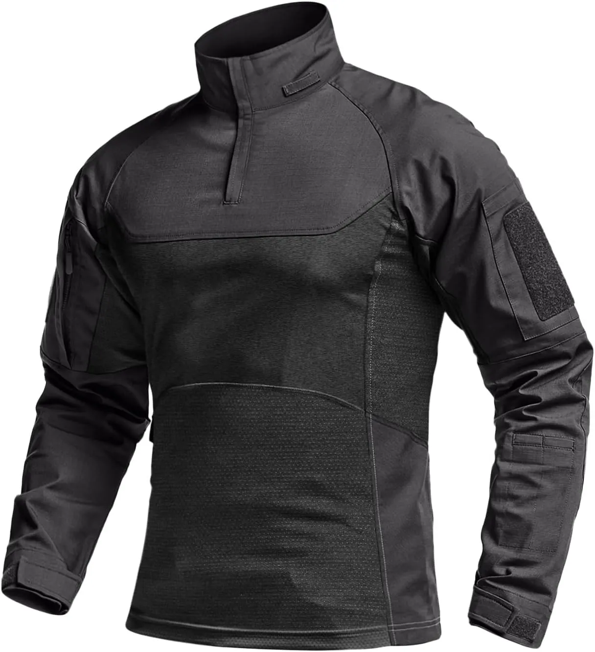 CQR Men's Combat Shirt Tactical 1/4 Zip Long Sleeve Military BDU Shirts Camo EDC Top with Pockets