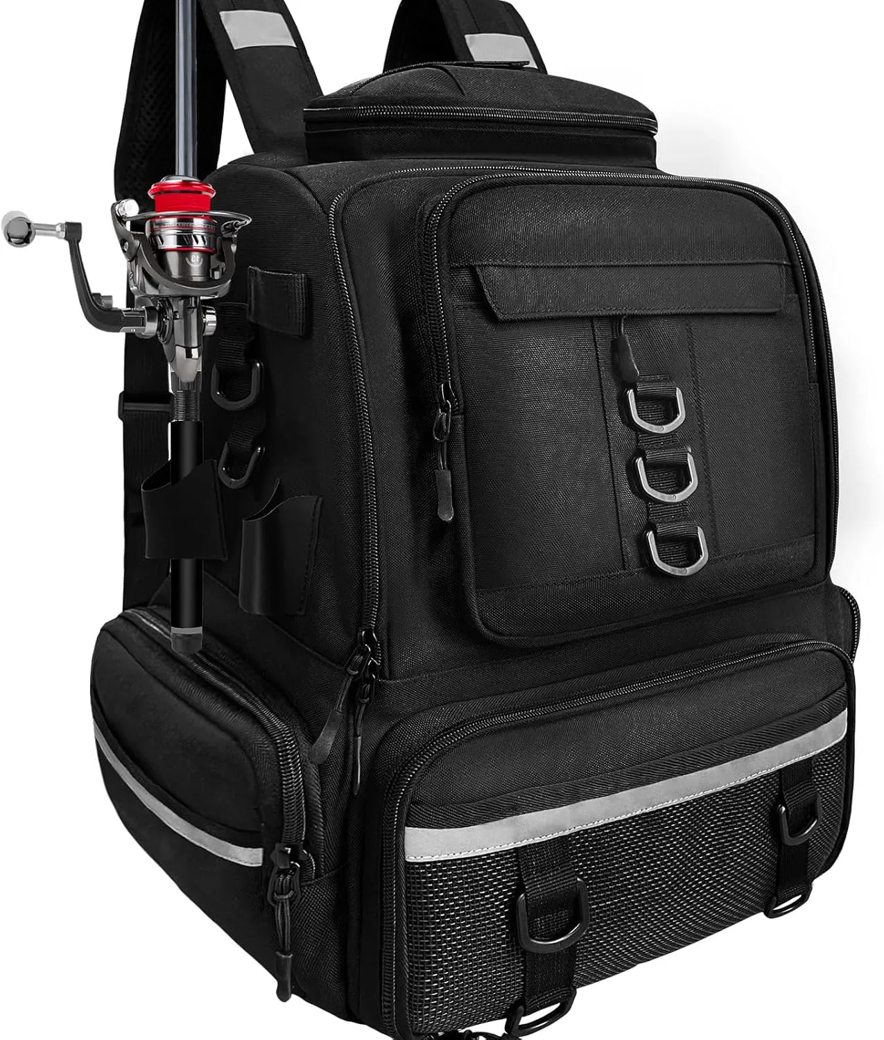Fishing Tackle Backpack 58L Large Water-Resistant Fishing Tackle Bag with Rod Holders Internal insulation compartment Storage Bag Store Fishing Gear for Fishing Hiking Travel and Hunting