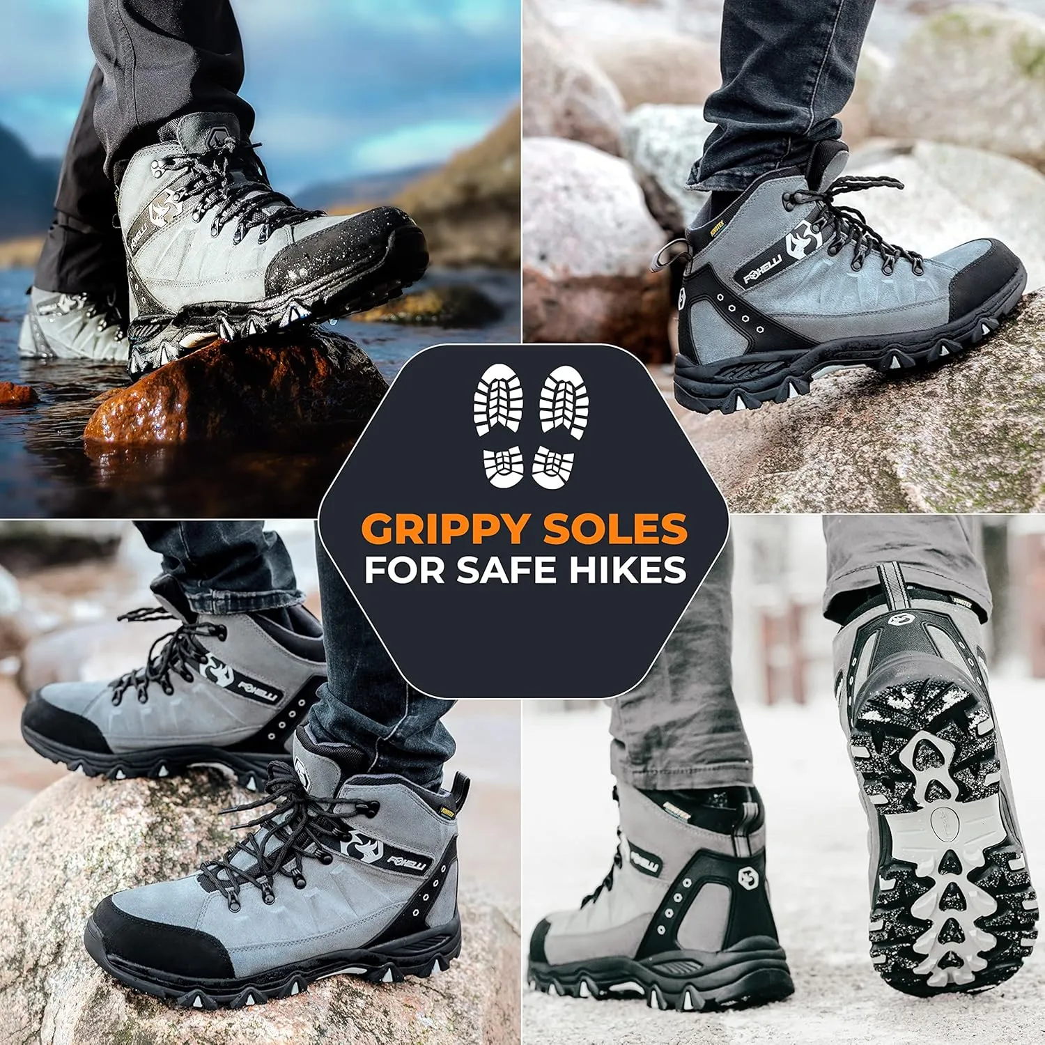 Foxelli Mens Hiking Boots  Waterproof Breathable & Lightweight Suede Leather Hiking Boots for Men