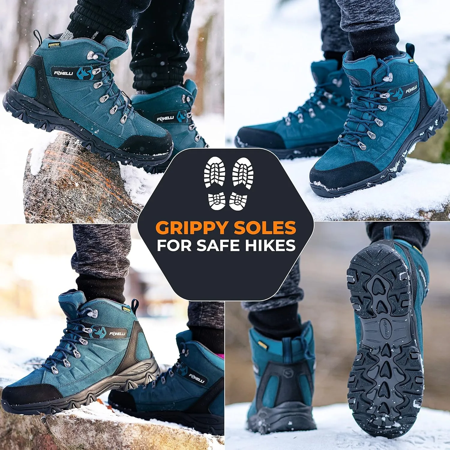 Foxelli Mens Hiking Boots  Waterproof Breathable & Lightweight Suede Leather Hiking Boots for Men