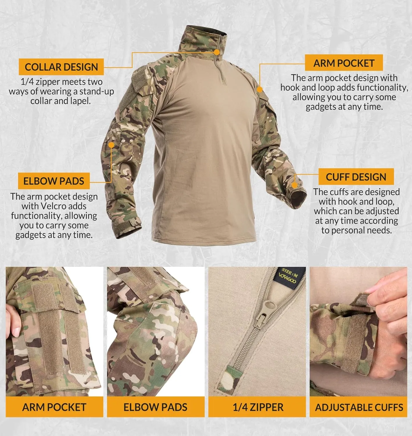 G3 Combat Uniform Set for Men Tactical Camouflage Clothing Hunting Paintball Suit with Knee & Elbow Pads