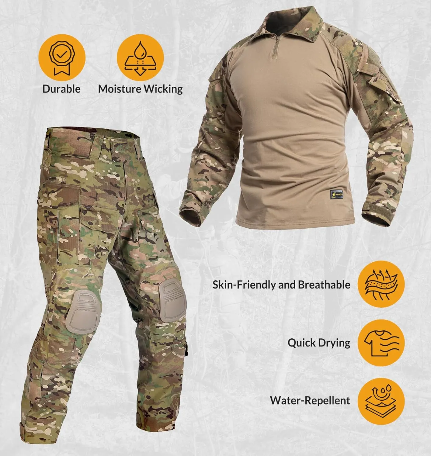 G3 Combat Uniform Set for Men Tactical Camouflage Clothing Hunting Paintball Suit with Knee & Elbow Pads