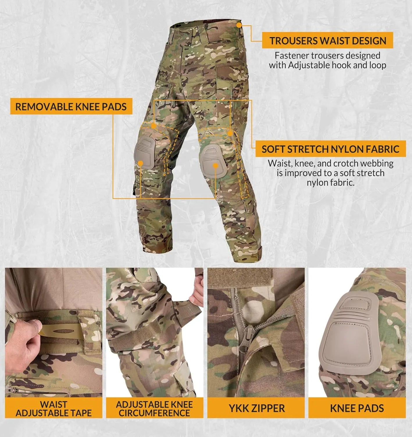 G3 Combat Uniform Set for Men Tactical Camouflage Clothing Hunting Paintball Suit with Knee & Elbow Pads