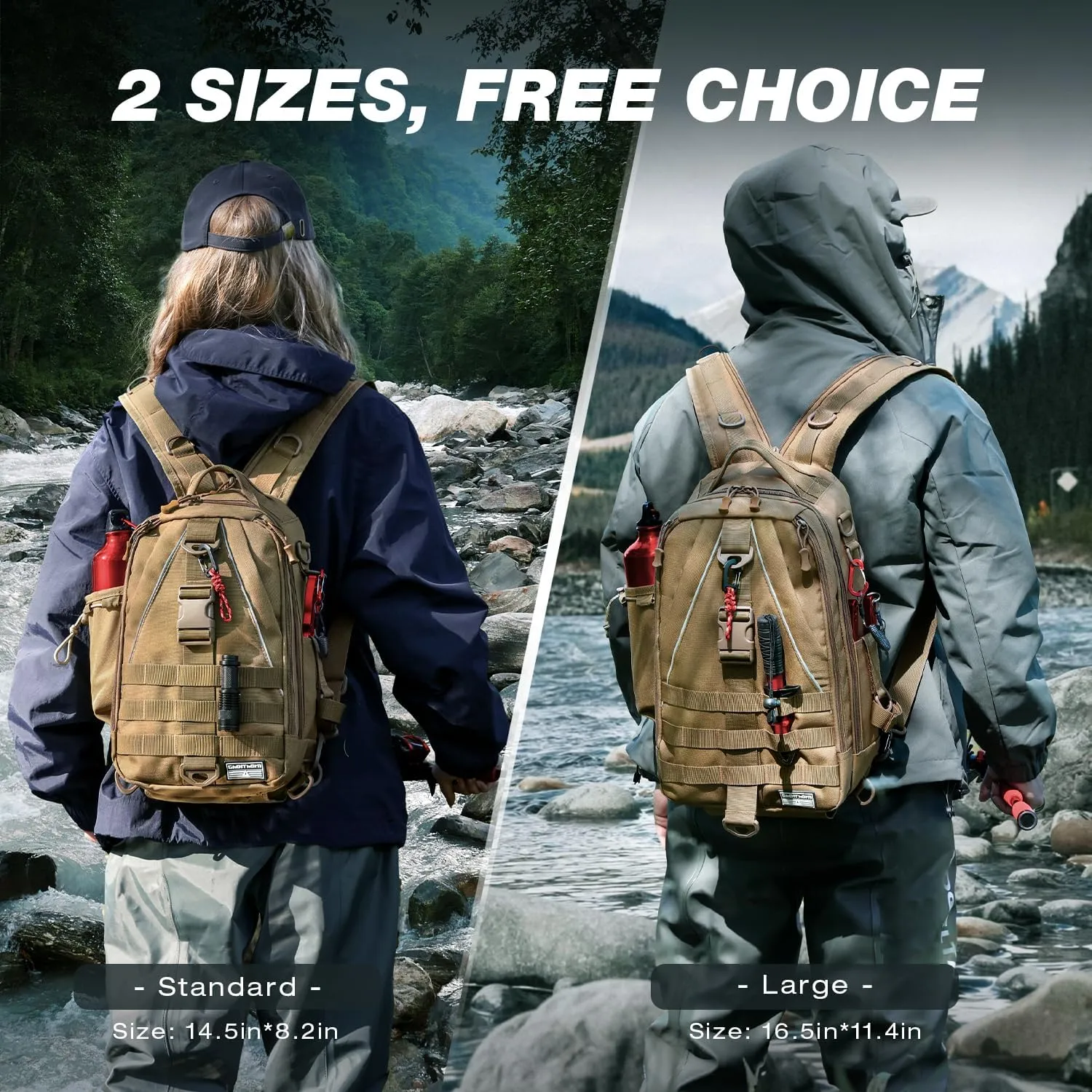 Ghosthorn Fishing Backpack with Rod Holder - Tackle Sling Bag - Fly Fishing Gifts for Men and Women