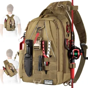 Ghosthorn Fishing Backpack with Rod Holder - Tackle Sling Bag - Fly Fishing Gifts for Men and Women