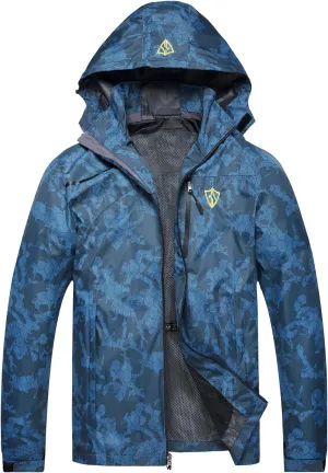 GIISAM Mens Windproof Jacket Waterproof Lightweight Mountain Sport Jacket for Men Hooded Windbreaker Raincoat