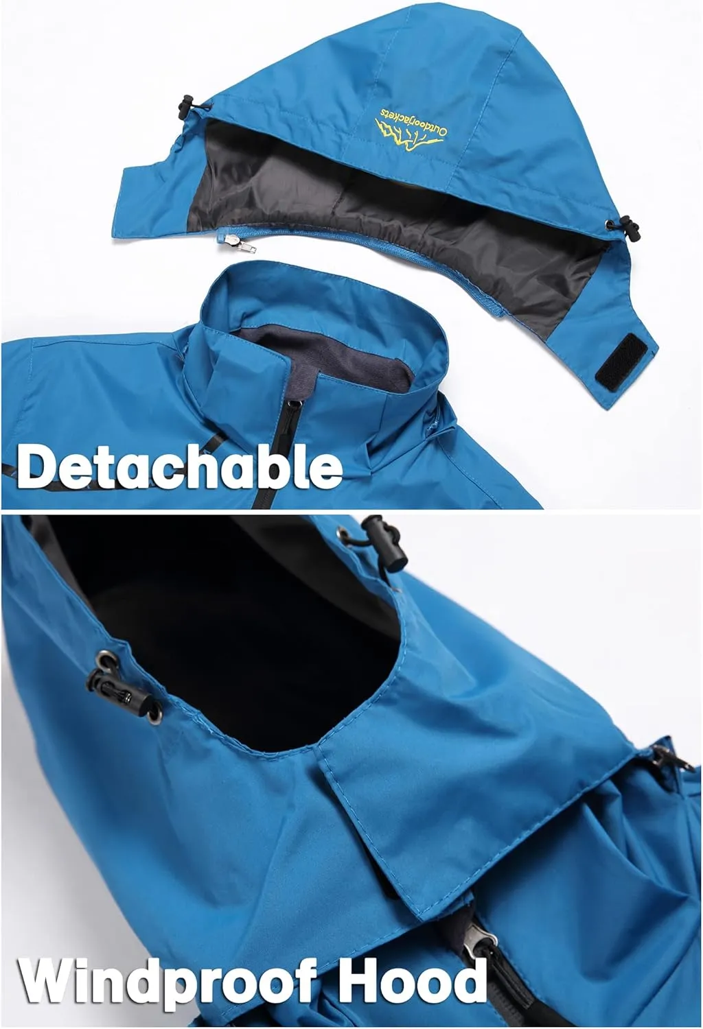 GIISAM Mens Windproof Jacket Waterproof Lightweight Mountain Sport Jacket for Men Hooded Windbreaker Raincoat