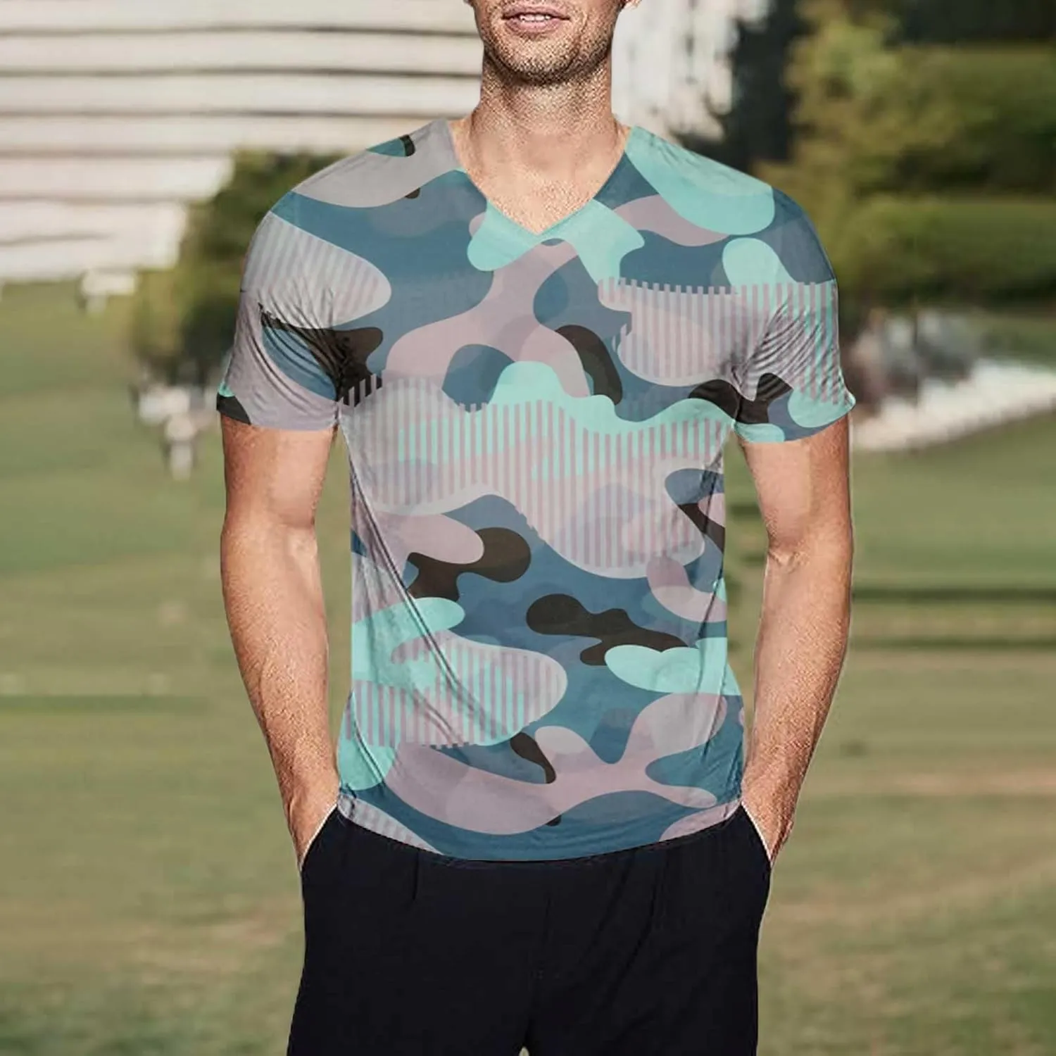 GOKKILRW Men's T Shirts Casual Camo Printed Lightweight Quick Dry Plus Size Crewneck Short Sleeve Military Hunting Tees