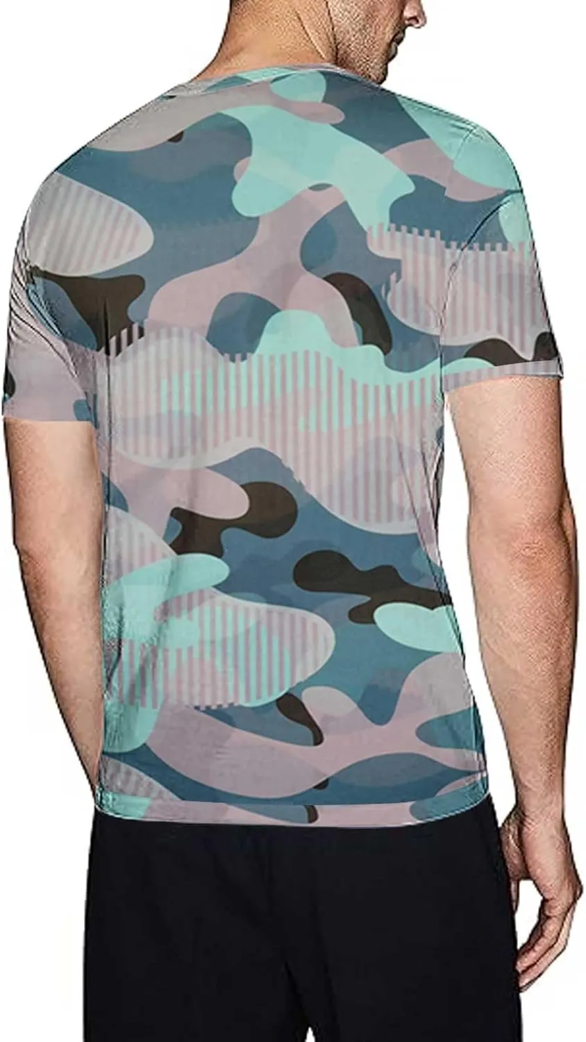 GOKKILRW Men's T Shirts Casual Camo Printed Lightweight Quick Dry Plus Size Crewneck Short Sleeve Military Hunting Tees