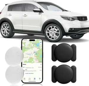 GPS Tracking Device for Vehicles,Real Time GPS Car Tracker Works with Apple Find My (iOS Only),No Monthly Fee Mini Hidden Car Tracker Device with Magnetic Case (Black,2PCS)