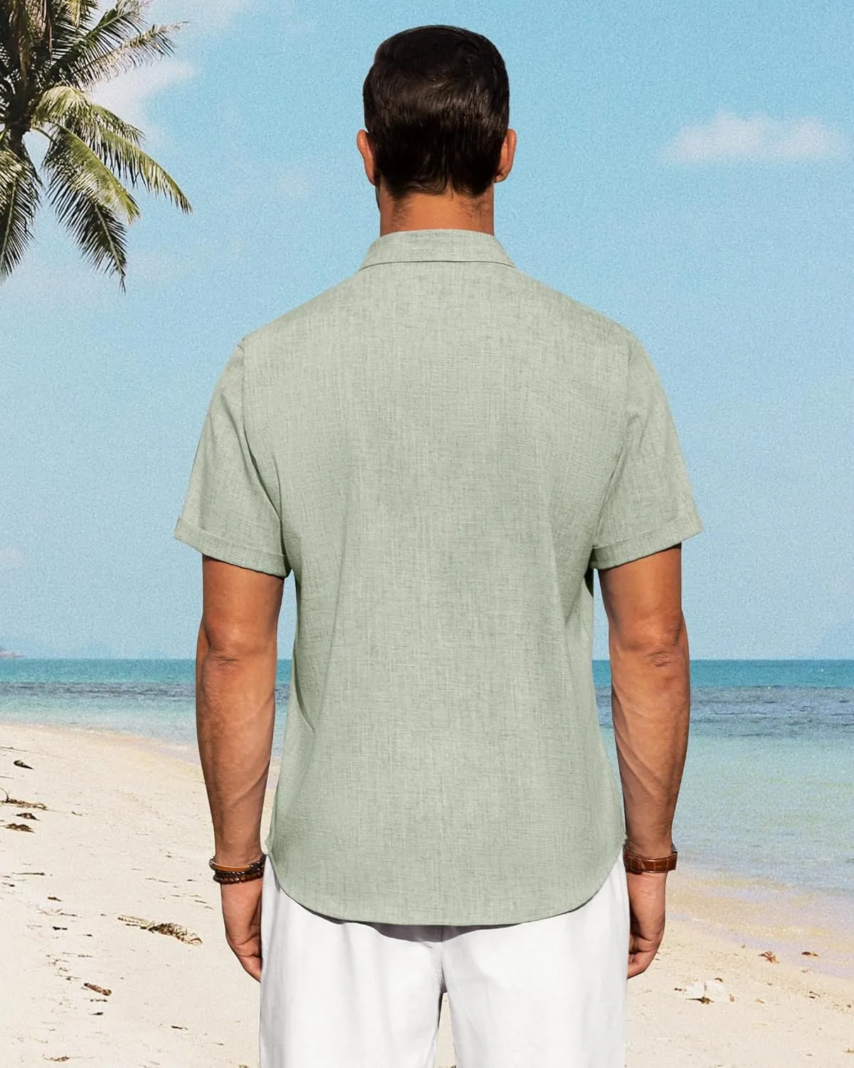 J.VER Men's Linen Shirts Casual Short Sleeve Button Down Shirt Beach Summer Vacation Holiday Wedding Cotton Tops