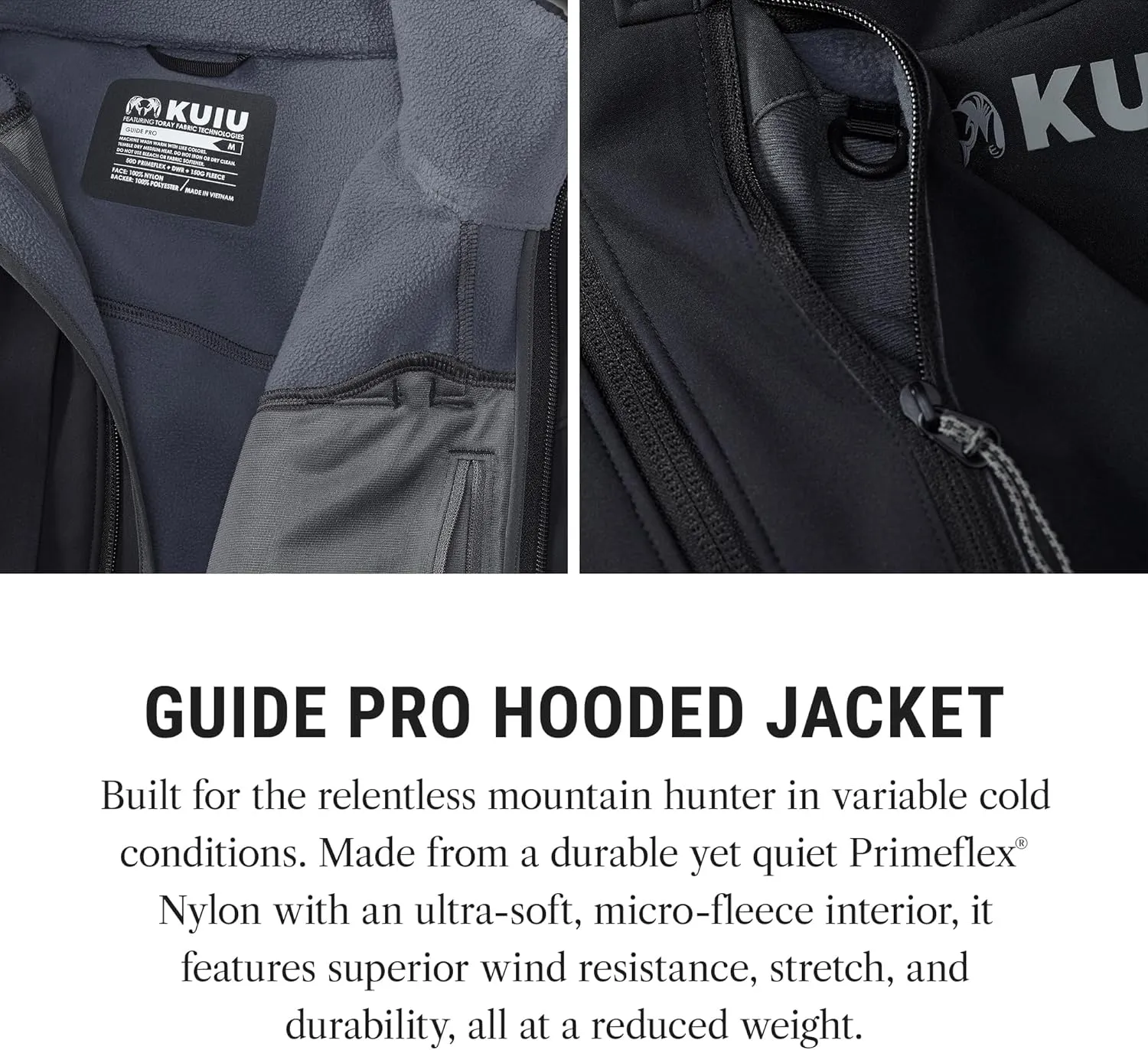 KUIU Guide PRO Hooded Jacket - Wind Resistant, Water Repellent, & Soft-Shell Hunting Jacket