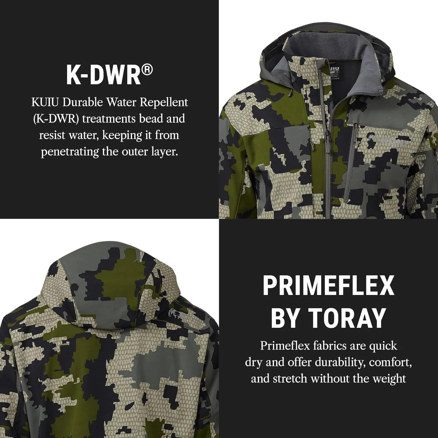KUIU Guide PRO Hooded Jacket - Wind Resistant, Water Repellent, & Soft-Shell Hunting Jacket