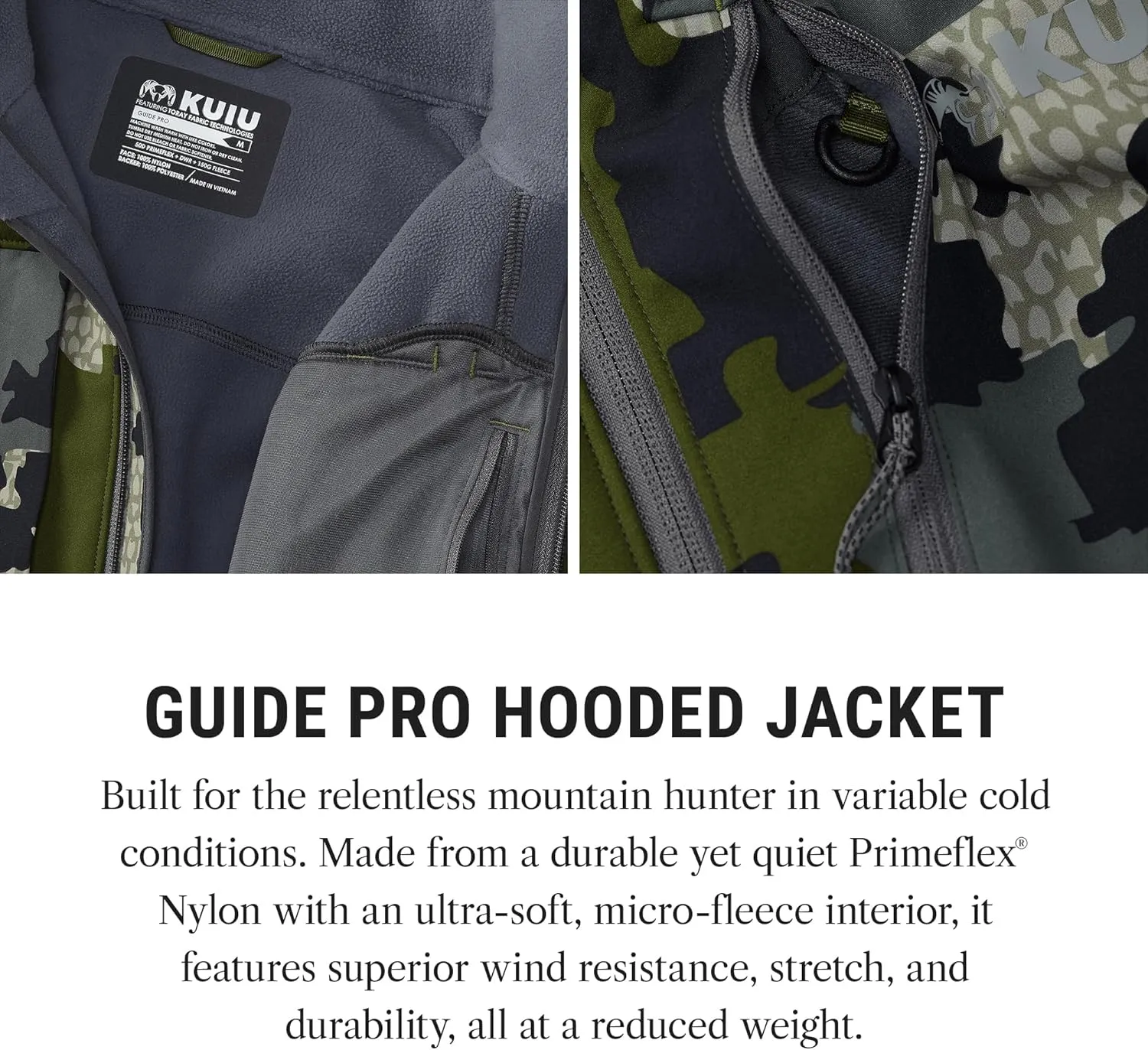 KUIU Guide PRO Hooded Jacket - Wind Resistant, Water Repellent, & Soft-Shell Hunting Jacket