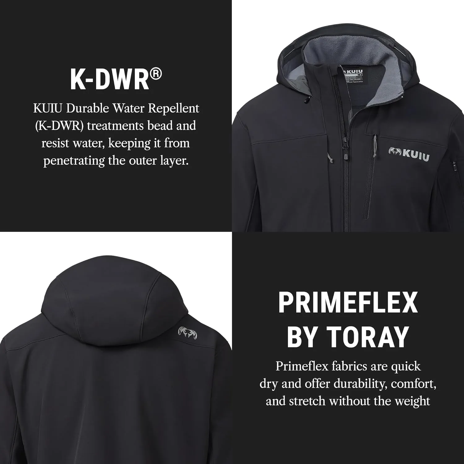 KUIU Guide PRO Hooded Jacket - Wind Resistant, Water Repellent, & Soft-Shell Hunting Jacket