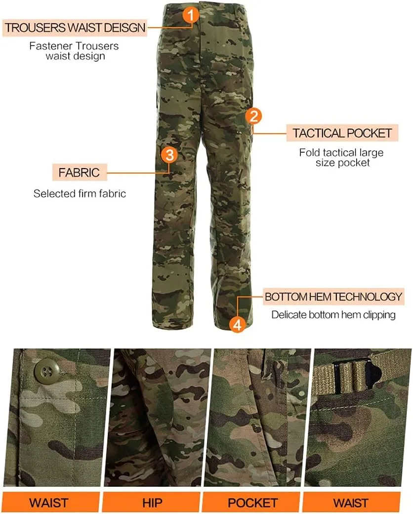 LANBAOSI Men's Tactical Hunting Uniform Combat Suit Shirt Jacket Coat and Pants Set
