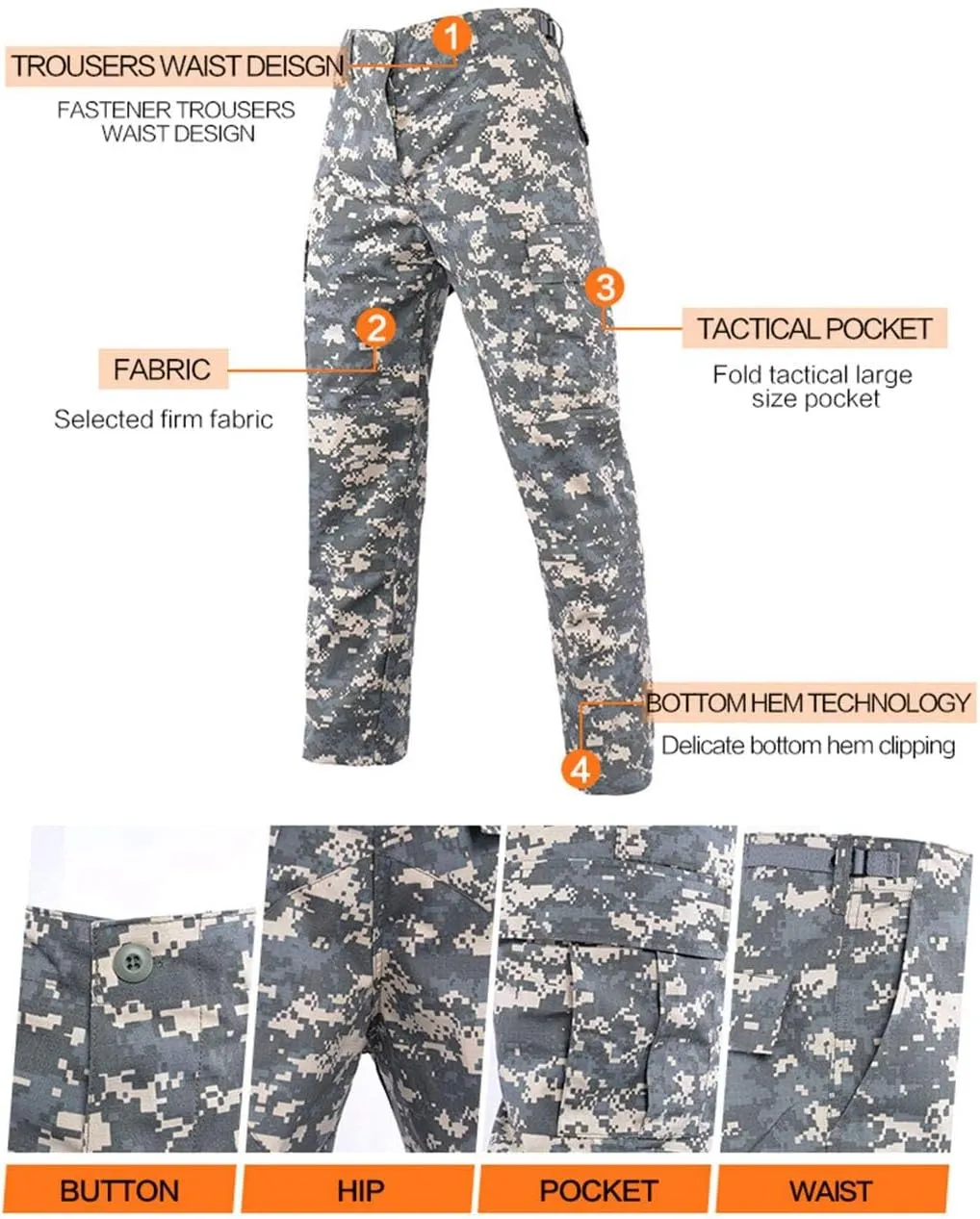 LANBAOSI Men's Tactical Hunting Uniform Combat Suit Shirt Jacket Coat and Pants Set